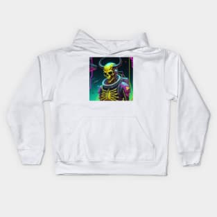 Square Format Skull Spaceman Vaporwave Kids Hoodie